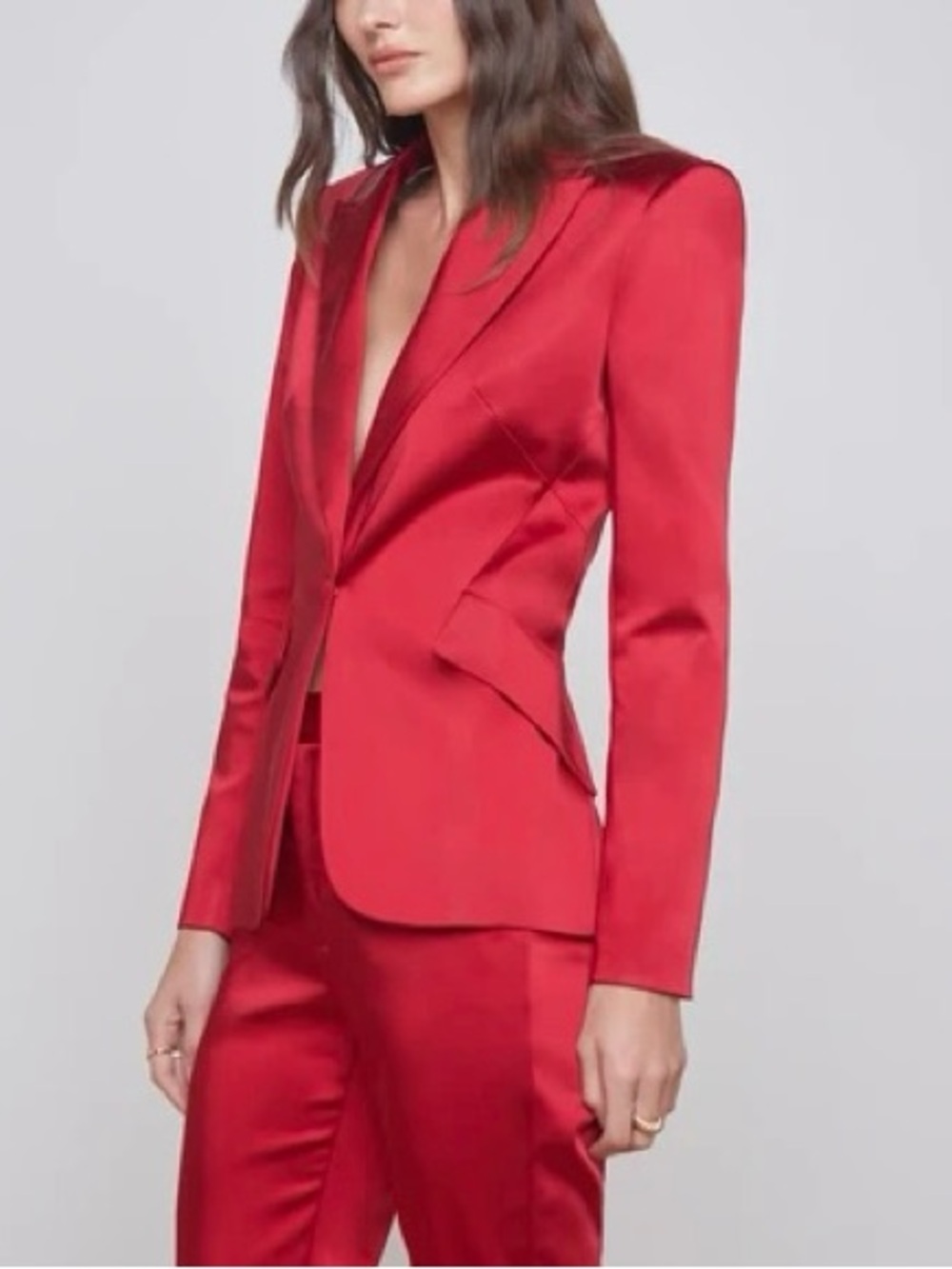 L'AGENCE Chamberlain Red Satin Blazer